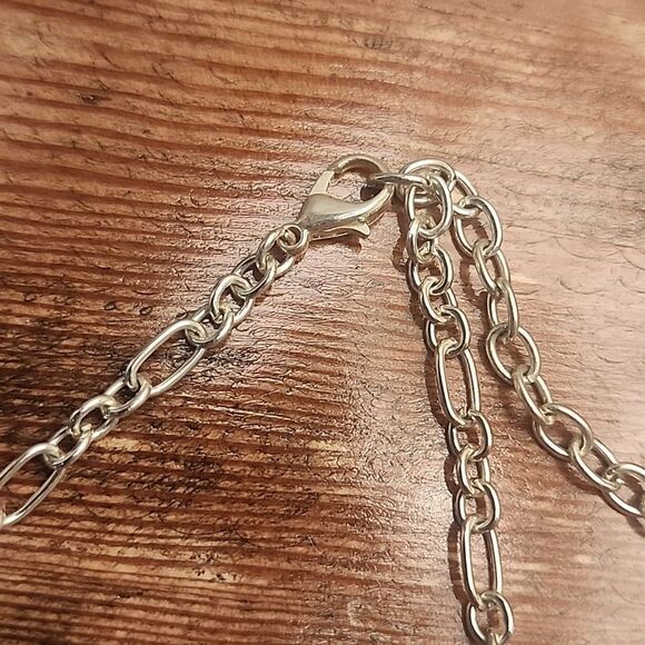 Multifaceted Stone Necklace Silver Tone Womens Oval Square - Picture 3 of 5